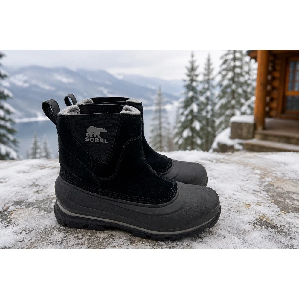Sorel Buxton Pull On Black Waterproof Insulated Winter Boots NM2738-010 Mens 10